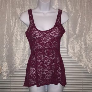 Aeropostale Lace Peplum Tank Top